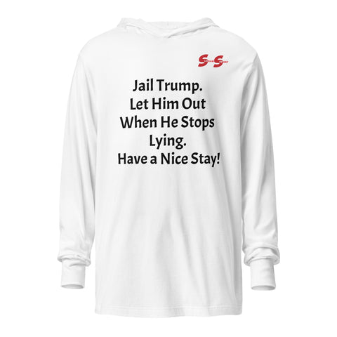 Hooded long-sleeve tee - Jail Trump.