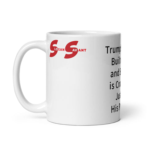 White glossy mug - Trump's Empire Built on Lies and Swagger is Crumbling, Just Like His Promises